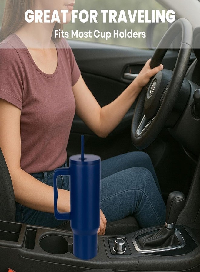 KELVEE كوب كيلفي بمقبض وغطاء ماصة، مصنوع من الفولاذ المقاوم للصدأ بجدار مزدوج، قابل لإعادة الاستخدام، مناسب للسفر والرياضة واليوغا، خالٍ من مادة BPA، متين، مثالي للشاي المثلج والقهوة (أزرق). - Image 2